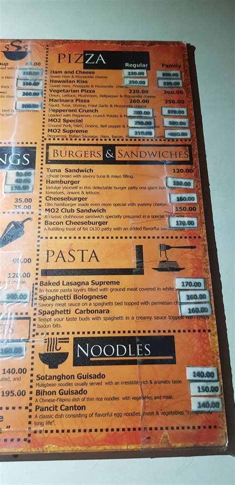 Menu at MO2 Restobar Cebu, Mandaue City, Cebu N Rd.